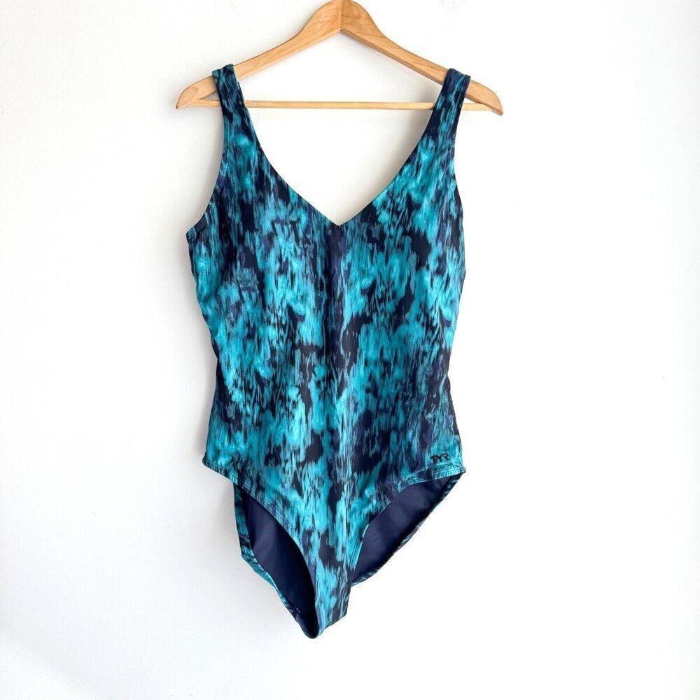 TYR Aqua black Tie Dye One Piece Swimsuit 14